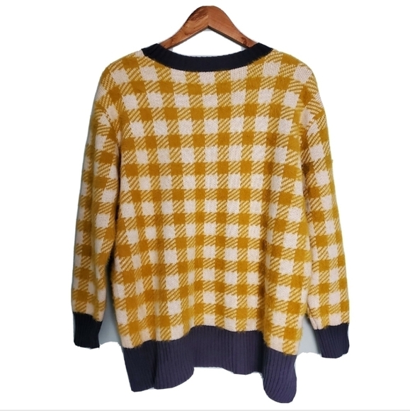 NEW SUSINA Buffalo Checkered Yellow Plaid Sweater - Picture 3 of 5
